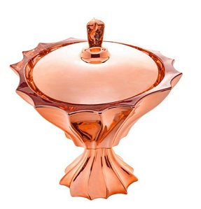 Potiche Decorativo Cristal C/ Pé e Tampa Paradise Rose Metálico 22x24cm - Wolff