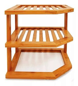 Organizador de Canto Armário Rack Bambu 2 Andares - Mimos