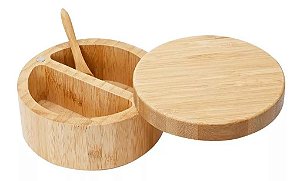 Pote De Bambu Com Duas Divisões e Colher Ecokitchen - Mimo Style