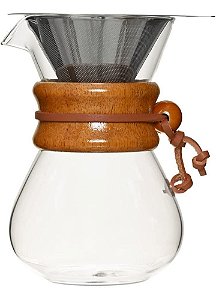 Passador de Café Vidro Laço Madeira - Mimo Style