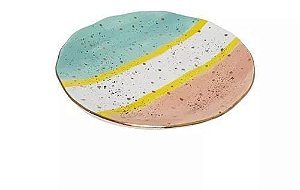 Prato Raso Cerâmica Colorido 23cm