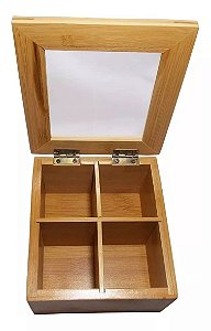 Caixa Chá com 4 Divisórias 16x15x9cm - Yoi