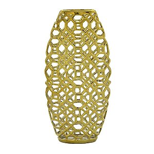 Vaso Decorativo Cerâmica Dourado Atena 22x9X46cm - Mabruk