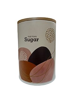 Pote Mantimento Metal 16cm Sugar Geométrico c/ Tampa Bambu