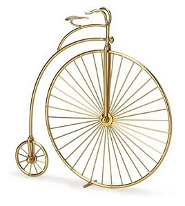 Escultura Decorativa Bicicleta Metal Dourado