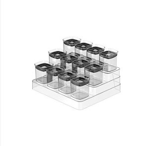 Kit Organizador de Temperos Multinível Block 13 peças Natural