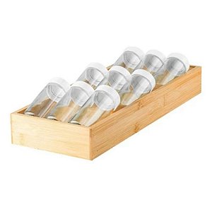 Porta Organizador De Temperos Keep Bambu 10 Peças Para Gaveta Armário - OU