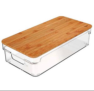Organizador Caixa Organizadora Clear com Tampa de Bambu 3,5L - OU