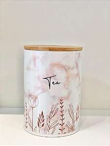 Pote Mantimento Metal 16cm Tea Floral c/ Tampa Bambu