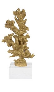 Escultura Decorativa Poliresina Coral Dourado