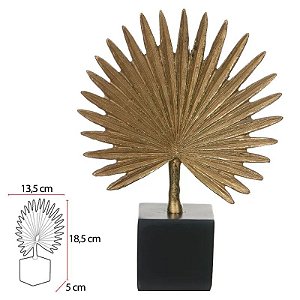 Escultura Decorativa Poliresina Folha (Dourado)