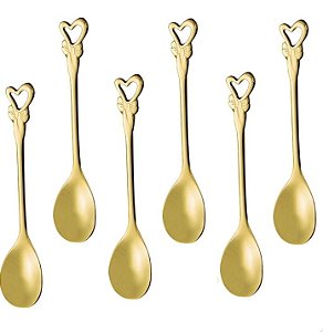 Jogo de 6 colheres Romantique em aço inox cor dourada