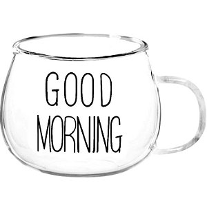 Jogo de 2 Canecas Coffee Time em Vidro Borossilicato 380ml A7,5cm