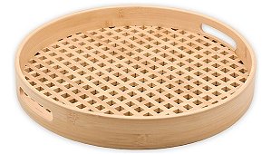Bandeja Vazada de Bambu Redonda 40cm
