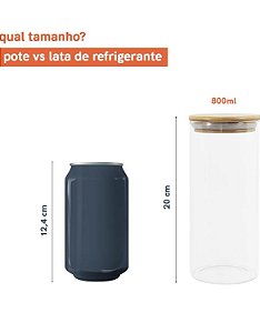 Pote De Vidro Empilhável Com Tampa De Bambu 800ml