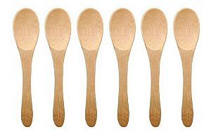 Kit de 6 Mini Colheres em Bambu