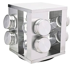 Porta Temperos Giratório Inox 8pcs