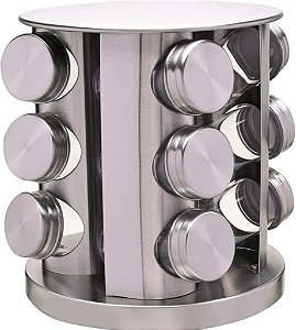 Porta Temperos Giratório Inox 12pcs