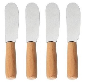 Jogo de Espátulas Inox c/ Cabo de Madeira