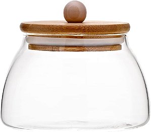 Pote de Vidro Borossilicato c/ Tampa de Bambu Ecokitchen 500ml