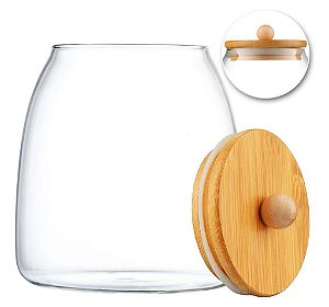 Pote de Vidro Borossilicato c/ Tampa de Bambu Ecokitchen 700ml