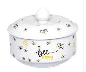 Manteigueira de Porcelana Branca Honey 10cm
