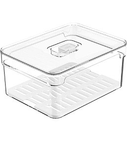 Organizador de Geladeira 2,2L Clear Fresh c/ Bandeja De Drenagem e Respiradouro