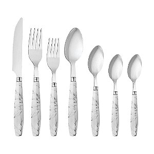 Faqueiro Mármore Haüskraft 42 Peças Branco