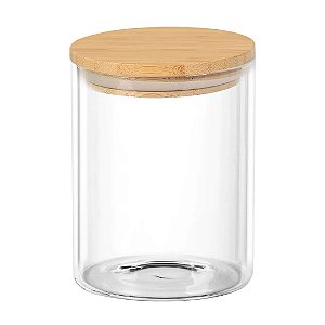 Porta Mantimento Redondo em Vidro Borossilicato com Tampa em Bambu 800ml
