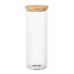 Porta Mantimento Redondo em Vidro Borossilicato com Tampa em Bambu 1,8L