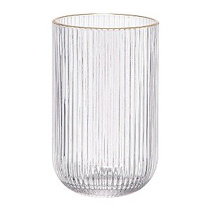 Jogo de 6 Copos em Vidro com Borda Dourada 425ml A12,8cm