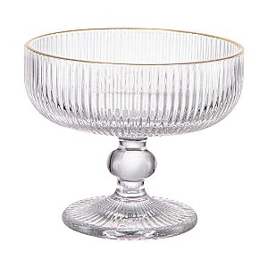 Jogo de 6 Taças para Sobremesa em Vidro com Borda Dourada 310ml