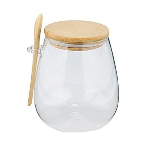 Porta Mantimento em Vidro Borossilicato com Tampa e Colher em Bambu 750ml