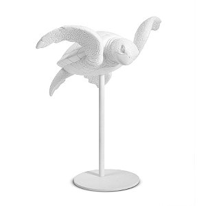 Escultura Tartaruga Suspensa em Poliresina Branca 31cm - Mart