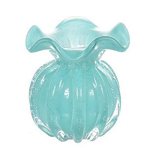 Vaso Decorativo Vidro Murano Azul Solido Claro 13cm