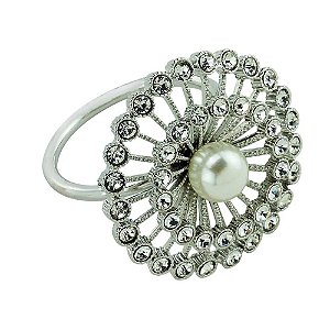 Anel para Guardanapo 4 pç Botão Prateado - Royal