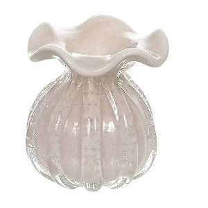 Vaso Decorativo Vidro Murano Bege Areia 13cm
