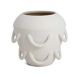 Vaso  em  Cerâmica  Branco  Com Sobressalencias -  Mart 21cm