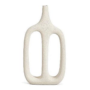 Vaso Minimalista  em Poliresina Off White  Mart  45,5cm