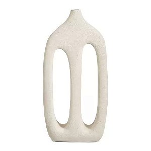 Vaso Minimalista  em Poliresina Off White  Mart  39cm