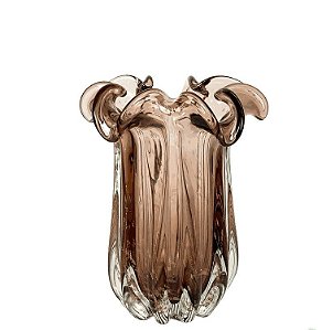 Vaso  De Vidro Murano Flat Italy  Purpura  e  Rose 17X21CM