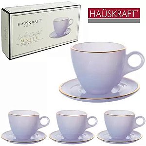 Cj 4 Xícaras c/ Pires 170ml Matte Lilás Cristal
