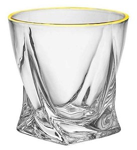 Cj 6 Copos Baixos c/ Borda Dourada 300ml