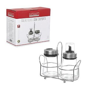 Galheteiro c/ Suporte de Vidro e Inox