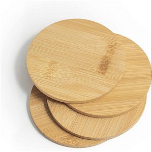 Jogo de Porta Copos Redondo em Bambu 4pçs