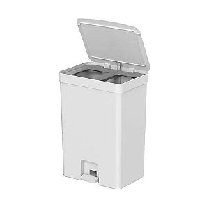 Lixeira de Pedal Trium 30L Dupla Divisória Branco