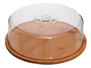 Porta Bolo Bambu com Tampa - 28cm