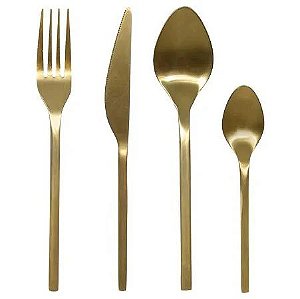 Faqueiro Inox 16pcs Premium Dourado Fosco