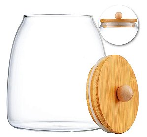 Pote de Vidro Borossilicato c/ Tampa de Bambu Ecokitchen 1000ml