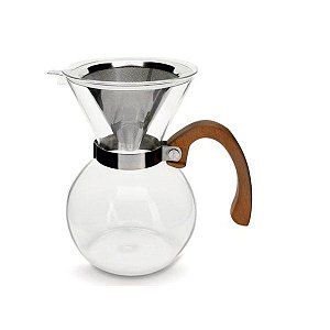 Passador de Café Vidro Borossilicato e alça de madeira - 650ml